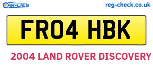 FR04HBK are the vehicle registration plates.