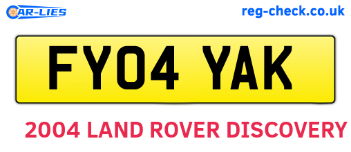 FY04YAK are the vehicle registration plates.