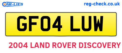 GF04LUW are the vehicle registration plates.