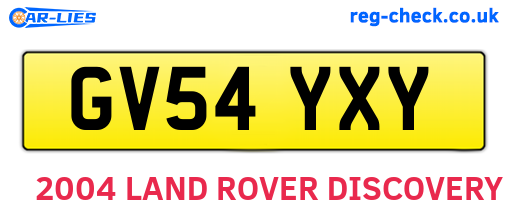 GV54YXY are the vehicle registration plates.
