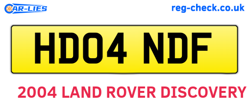 HD04NDF are the vehicle registration plates.