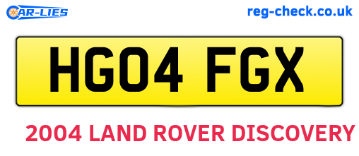 HG04FGX are the vehicle registration plates.