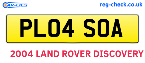 PL04SOA are the vehicle registration plates.