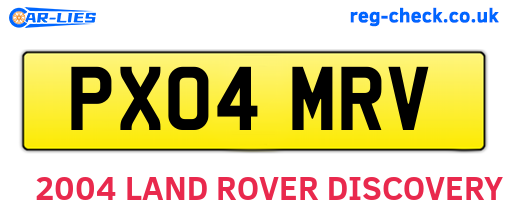 PX04MRV are the vehicle registration plates.