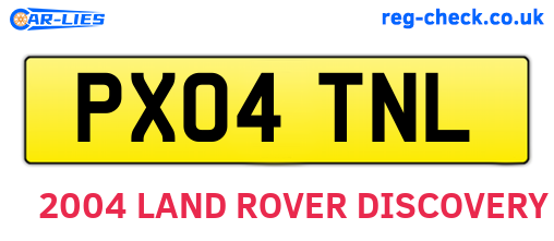 PX04TNL are the vehicle registration plates.