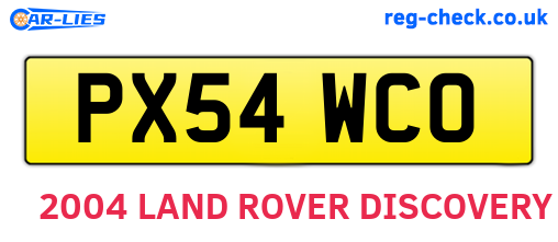 PX54WCO are the vehicle registration plates.