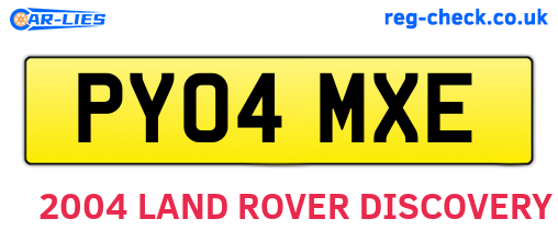 PY04MXE are the vehicle registration plates.