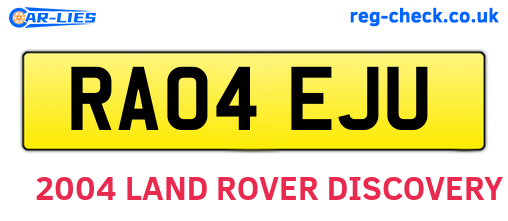 RA04EJU are the vehicle registration plates.