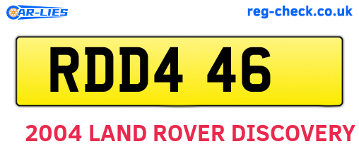 RDD446 are the vehicle registration plates.