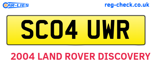 SC04UWR are the vehicle registration plates.