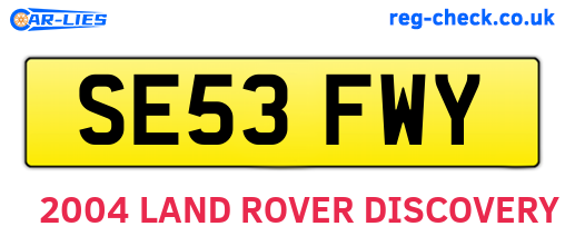 SE53FWY are the vehicle registration plates.