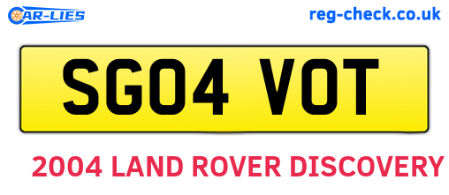 SG04VOT are the vehicle registration plates.