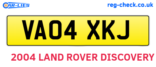 VA04XKJ are the vehicle registration plates.