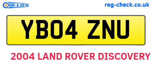 YB04ZNU are the vehicle registration plates.