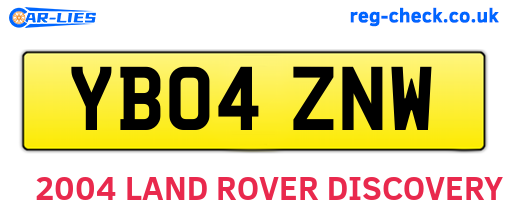 YB04ZNW are the vehicle registration plates.