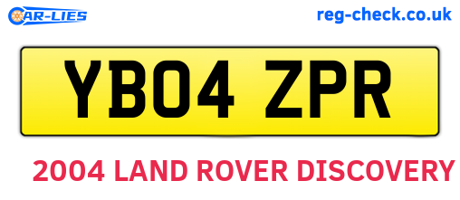 YB04ZPR are the vehicle registration plates.