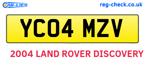 YC04MZV are the vehicle registration plates.