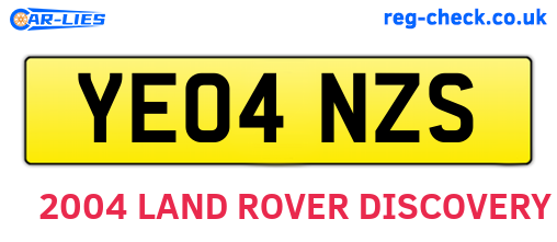 YE04NZS are the vehicle registration plates.