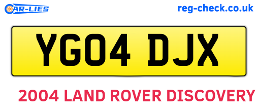 YG04DJX are the vehicle registration plates.