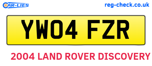 YW04FZR are the vehicle registration plates.