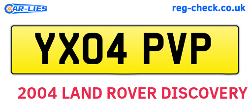 YX04PVP are the vehicle registration plates.