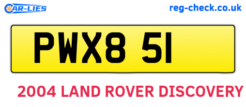 PWX851 are the vehicle registration plates.