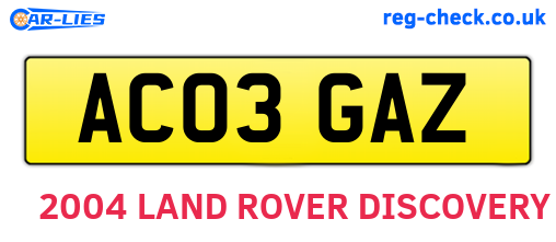 AC03GAZ are the vehicle registration plates.