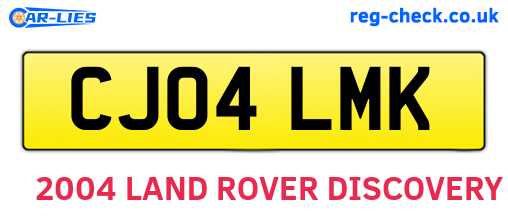 CJ04LMK are the vehicle registration plates.