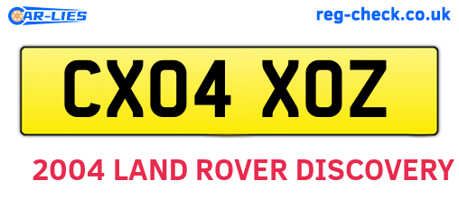 CX04XOZ are the vehicle registration plates.