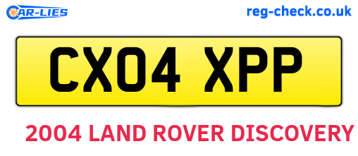 CX04XPP are the vehicle registration plates.