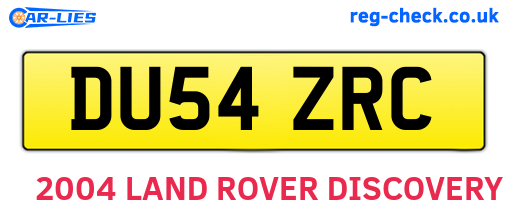 DU54ZRC are the vehicle registration plates.