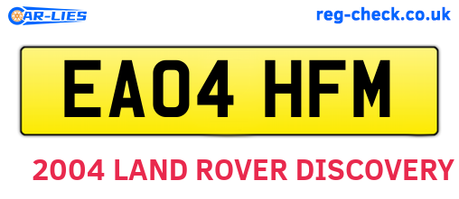 EA04HFM are the vehicle registration plates.