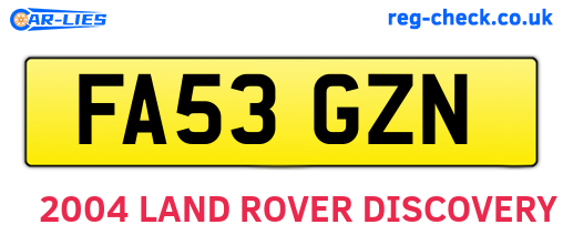 FA53GZN are the vehicle registration plates.