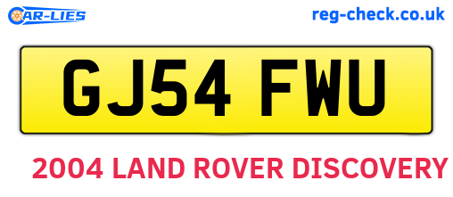 GJ54FWU are the vehicle registration plates.