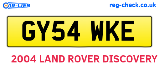 GY54WKE are the vehicle registration plates.