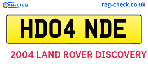 HD04NDE are the vehicle registration plates.
