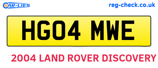 HG04MWE are the vehicle registration plates.