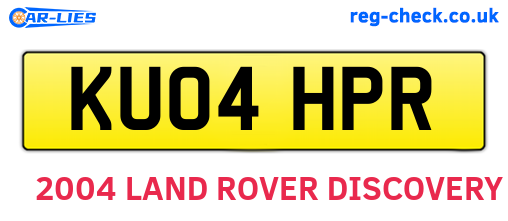 KU04HPR are the vehicle registration plates.