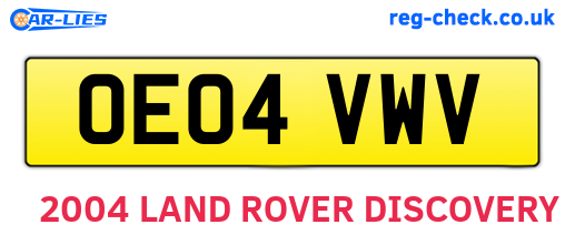 OE04VWV are the vehicle registration plates.