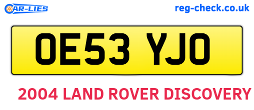 OE53YJO are the vehicle registration plates.