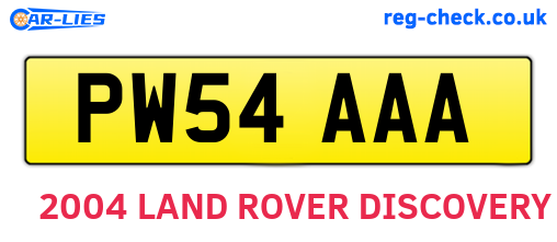 PW54AAA are the vehicle registration plates.