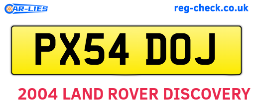 PX54DOJ are the vehicle registration plates.