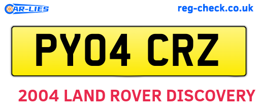PY04CRZ are the vehicle registration plates.