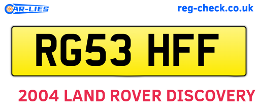 RG53HFF are the vehicle registration plates.