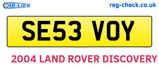 SE53VOY are the vehicle registration plates.