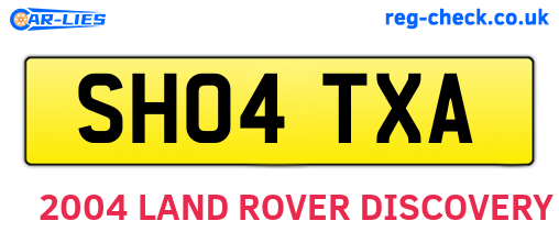 SH04TXA are the vehicle registration plates.