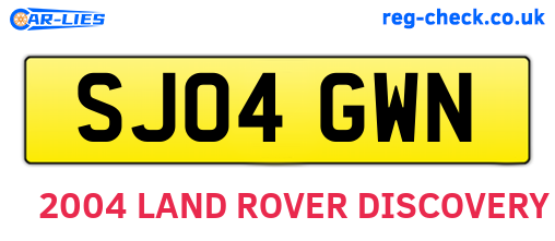 SJ04GWN are the vehicle registration plates.
