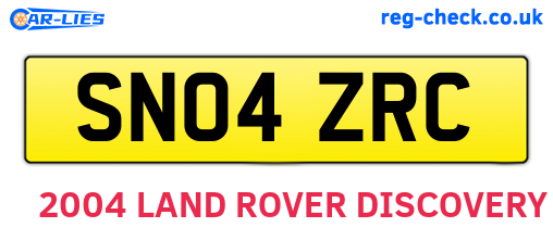 SN04ZRC are the vehicle registration plates.