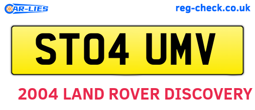 ST04UMV are the vehicle registration plates.