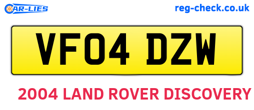 VF04DZW are the vehicle registration plates.